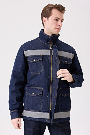 Buhara Mont Kot Kumaş Reflektörlü İş Montu Kışlık Erkek Soğuk Hava Dayanıklı Dış Giyim