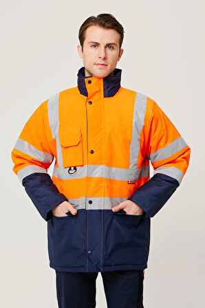 Linum Reflektörlü İş Güvenliği Parkası - Su ve Rüzgar Geçirmez, Yüksek Görünürlüklü Kışlık Mont