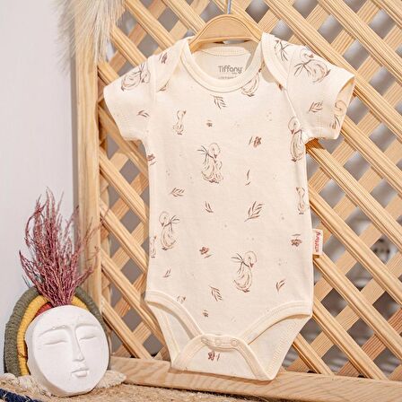 Tiffany Mother Swan Organic Theme Yarım Kollu Bebek Body 56008