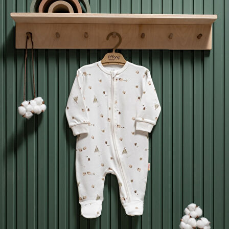 Tiffany Baby Happy Lambs Theme Organik Fermuarlı Tulum 33040