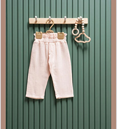 Tiffany Pantolon Fırfırlı Müslin Theme Pudra