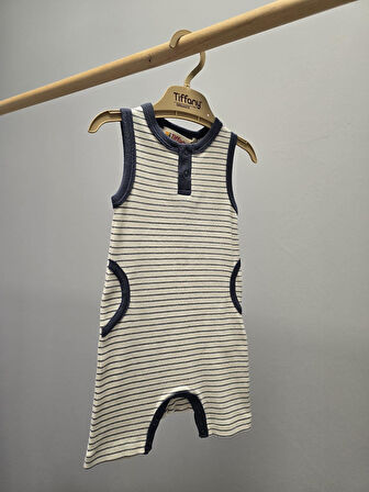 Tiffany Tulum Kısa Askılı Cepli Rompy Modal Organik Theme Lacivert