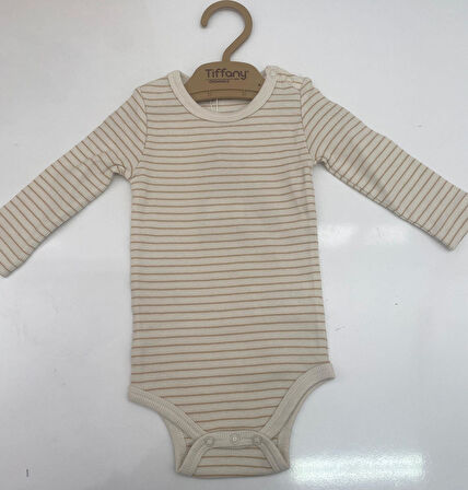 Tiffany Body Uzun Kol Modal Organik Theme Çizgili Bej