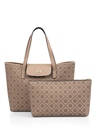 Açık Vizon Kadın 43x29x13 cm Omuz Çantası 05FO25Y5038