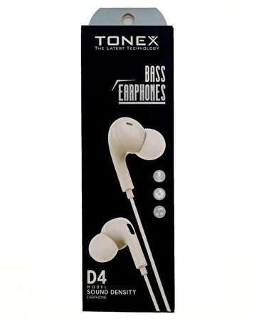 Tonex D4 Kablolu Mikrofonlu Bass Kulak İçi Telefon Kulaklığı 3.5mm