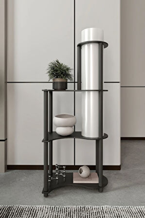 Ravilo Estilo Dor Dekoratif Raflı Lambader Siyah