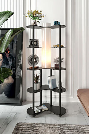 Ravilo Mariposa Dekoratif Raflı Lambader Siyah