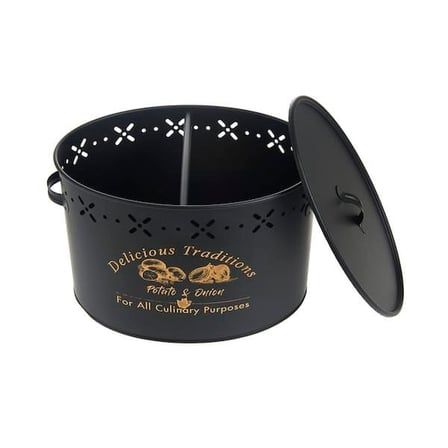 Evstyle Metal Bölmeli Patates Soğan Kovası - Siyah - 18 lt