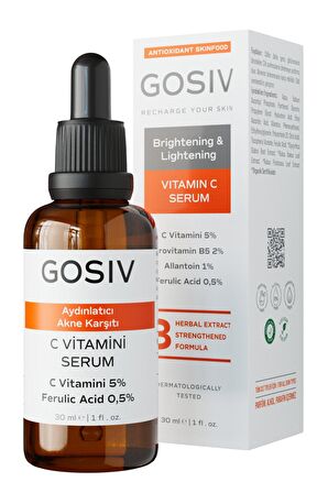 Aydınlatıcı Ve Akne Karşıtı C Vitamini Serum 30 ml (c Vitamini 5% + Ferulic Acid 0,5%)