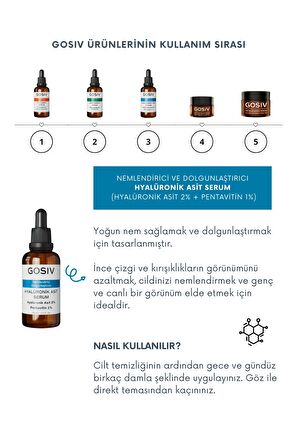 Nemlendirici ve Dolgunlaştırıcı Hyalüronik Asit Serum 30 ML (Hyalüronik Asit 2% + Pentavitin 1%)