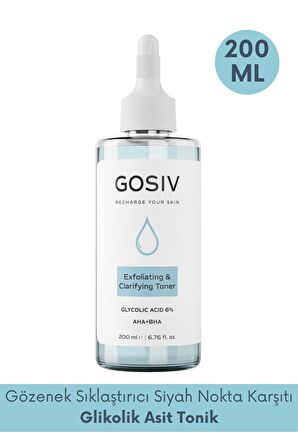 Gözenek Sıkılaştırıcı Siyah Nokta Karşıtı Tonik (Glycolic Acid 6% + AHA BHA) 200 ML