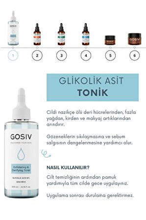 Gözenek Sıkılaştırıcı Siyah Nokta Karşıtı Tonik (Glycolic Acid 6% + AHA BHA) 200 ML