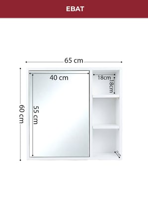 Aynalı, Açık Raflı, Bas-Aç Kapaklı Banyo Dolabı 5980