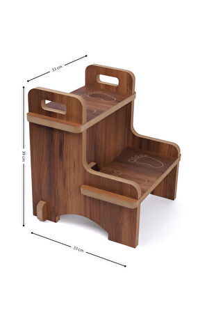 Ahşap Montessori Eğitici Kaymaz Çocuk Basamak-Tabure Banyo, Lavabo Merdiven Yükseltici