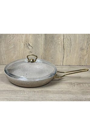 Morelli 24 cm Granit Tava Cam Kapaklı Kapuçino