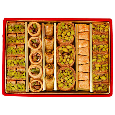 Karışık Baklava - Kırmızı Kadife Kutusunda 6lı Lezzet Koleksiyonu 400gr