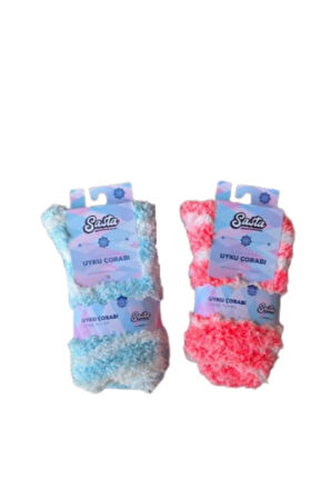 Sasta Kadın Peluş Renkli Premium Uyku Çorabı 607444 