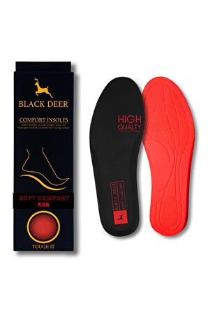 Black Deer Hyper Boost Technology X45 Soft Comfort Siyah-Kırmızı Ortopedik Tabanlık