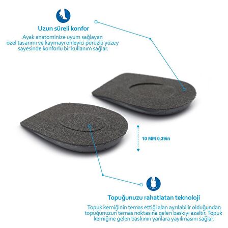 Black Deer Heelspur (Epin Topukluk) Gri Topuk Dikeni Tabanlık