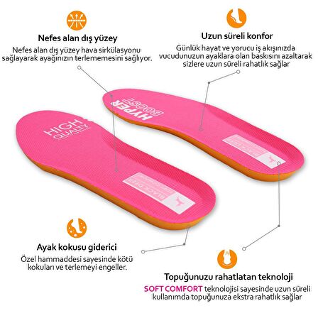 Hyper Boost Technology X30 Soft Comfort Pembe-Turuncu Ortopedik Tabanlık