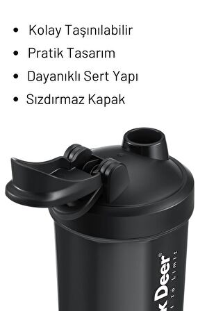 Shaker Karıştırıcı Sporcu Protein Shaker  550 ml Siyah