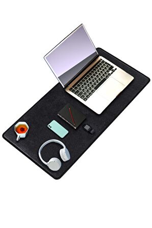 Deri Mouse Pad Dikişli Kenar  Çift Yönlü Kullanım Masa Matı Sümen 90x40 XL