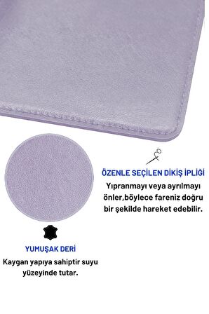 Deri Mouse Pad Dikişli Kenar  Çift Yönlü Kullanım Masa Matı Sümen 70x30 L Lila