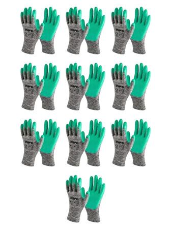 Mafel MF 080 Lateks Kaplı Yeşil Camcı Eldiven No:10 XL - 10'lu Ekonomik Paket