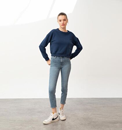 Nors Baldur Crop Sweatshirt Lacivert