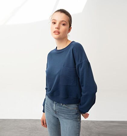 Nors Baldur Crop Sweatshirt Lacivert