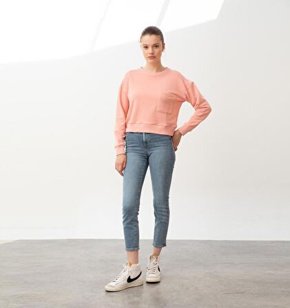 Nors Baldur Crop Sweatshirt Tozlu Pembe