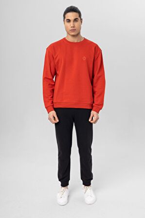 Bisiklet Yaka Pamuklu Sweatshirt | XL