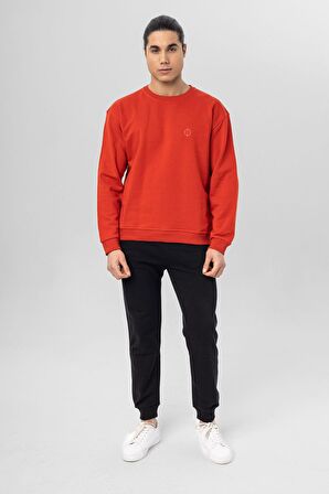 Bisiklet Yaka Pamuklu Sweatshirt | XL