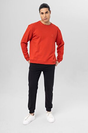 Bisiklet Yaka Pamuklu Sweatshirt | XL