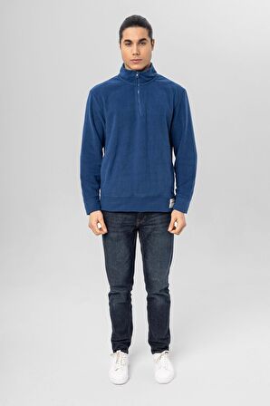 Anti-Pilling Tüylenme Yapmayan Standart Fit Bato Yaka Soğuk Geçirmez Polar Sweatshirt | S