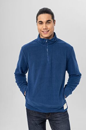 Anti-Pilling Tüylenme Yapmayan Standart Fit Bato Yaka Soğuk Geçirmez Polar Sweatshirt | S