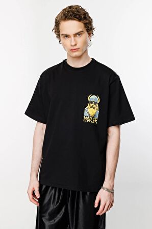 Nordic Hipster Oversize Tshirt - Siyah