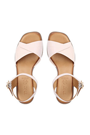 Tamer Tanca Kadın Hakiki Deri Pudra Topuklu Sandalet 766 1672 BYN SNDLT Y22 CAMEO