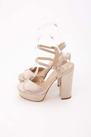 Tamer Tanca Kadın Vegan Toprak Saten Abiye Ayakkabı 539 1980 BN AYK Y21 NUDE SATEN