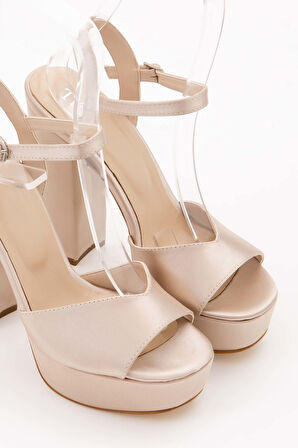 Tamer Tanca Kadın Vegan Toprak Saten Abiye Ayakkabı 539 1980 BN AYK Y21 NUDE SATEN