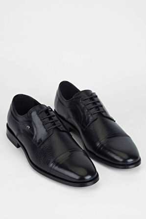 Tamer Tanca Erkek Hakiki Deri Siyah Klasik Ayakkabı 183 23502 ERK AYK Y22 SYH BFL/SYH GYK