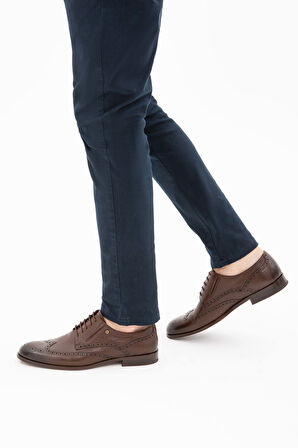 Tamer Tanca Erkek Hakiki Deri Kahverengi Klasik Ayakkabı 183 22056 K ERK AYK Y22 KAHVE