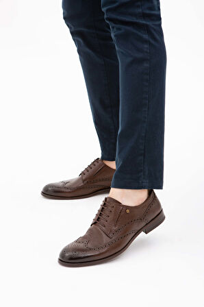 Tamer Tanca Erkek Hakiki Deri Kahverengi Klasik Ayakkabı 183 22056 K ERK AYK Y22 KAHVE