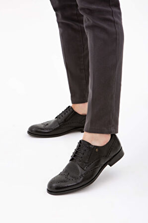 Tamer Tanca Erkek Hakiki Deri Siyah Klasik Ayakkabı 183 22056 K ERK AYK Y22 SİYAH