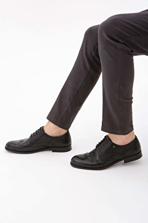 Tamer Tanca Erkek Hakiki Deri Siyah Klasik Ayakkabı 183 22056 K ERK AYK Y22 SİYAH