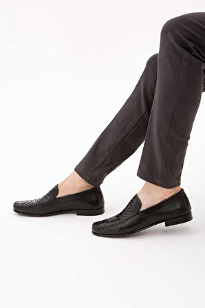 Tamer Tanca Erkek Hakiki Deri Siyah Yılan Loafer Ayakkabı 537 3089 ERK AYK Y22 SIYAH YLN/SYH AKD