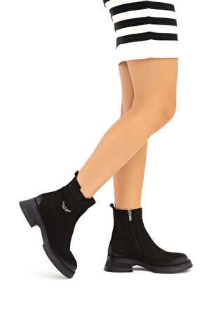 Tamer Tanca Kadın Hakiki Deri Siyah Nubuk Casual Bot 599 2300 BN BOT SK22/23 SIYAH NBK