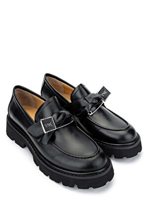 Tamer Tanca Kadın Hakiki Deri Siyah Loafer Ayakkabı 33 1004 BN AYK SK22/23 SIYAH