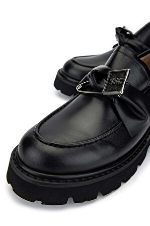 Tamer Tanca Kadın Hakiki Deri Siyah Loafer Ayakkabı 33 1004 BN AYK SK22/23 SIYAH