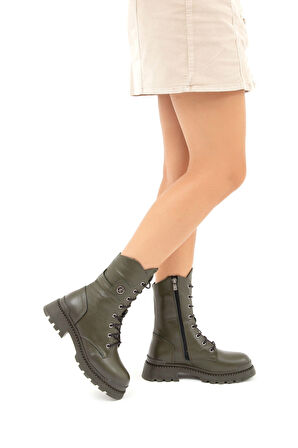 Tamer Tanca Kadın Hakiki Deri Yeşil Casual Bot 922 23K10024 BN BOT SK22/23 HAKI FLOTER